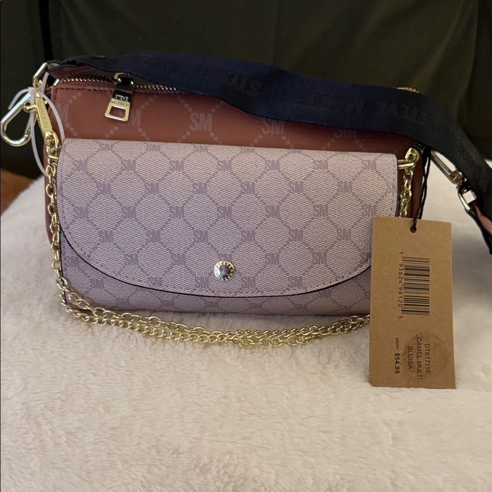 STEVE MADDEN 2 PURSES ON ONE PURSE WITH GOLD CHAIN!